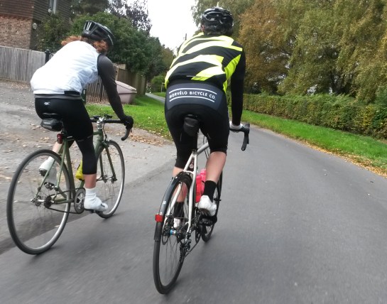 Popping out of the top of Cob Lane (25% gradient) just behind us was Oli on a fixie. A fixie on 25% climbs!