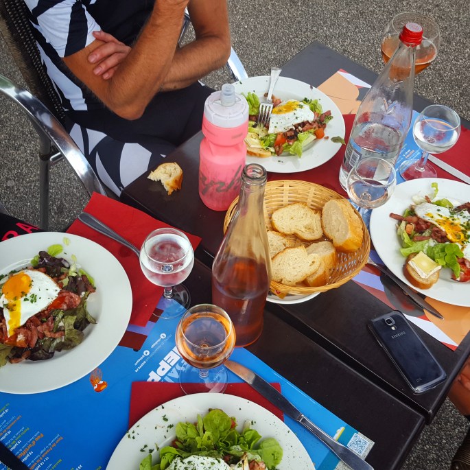 salad, steaks, Leffe, pink plonk, apple tart, creme caramel, more Leffe